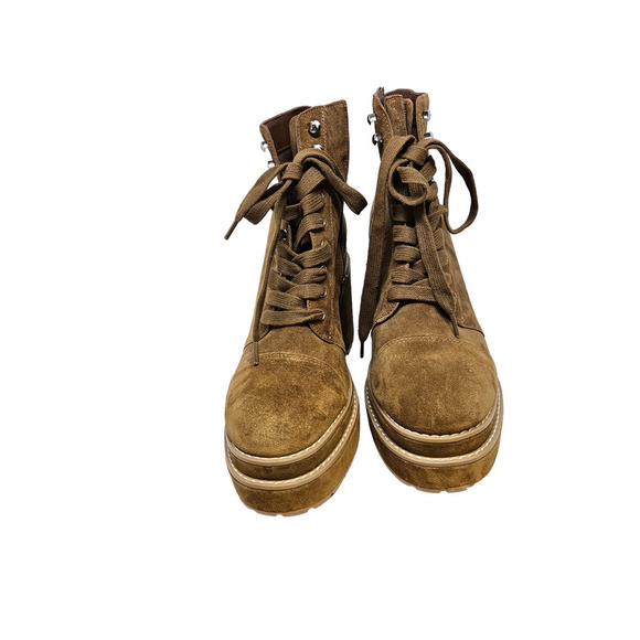 NEW Steve Madden 8.5 Ember Brown Suede Lace Up Chunky Platform Boot Combat Lug - Picture 4 of 6